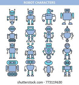 cartoon robot character icons
