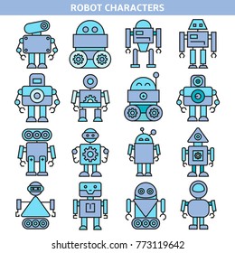 cartoon robot character icons