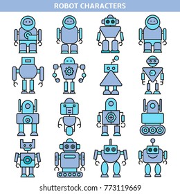 cartoon robot character icons