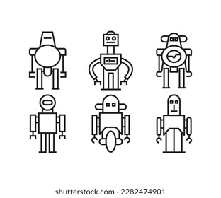 cartoon robot character icons set vector illustration
