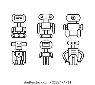 cartoon robot character icons set vector illustration