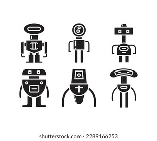 conjunto de iconos de caracteres del robot de dibujos animados