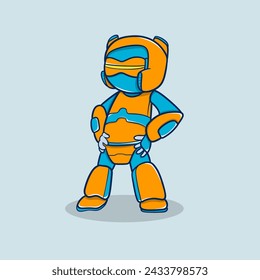 cartoon robot character standing with a confident pose
