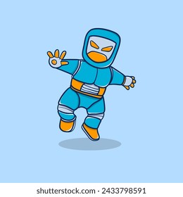 personaje robot de dibujos animados de pie con una pose de confianza