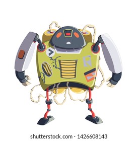 Cartoon robot character. Technology, future. Artificial intelligence design concept. Isolated on white background. Vector illustration