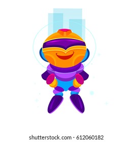 Cartoon robot character. Robot warrior isolated on white. Vector Illustration