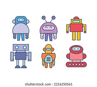 Zeichensatz für Cartoon-Roboter