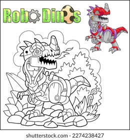 Cartoon robot dinosaur coloring book
