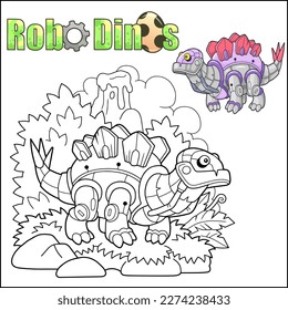 Cartoon robot dinosaur coloring book