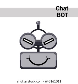 Robot caricaturizado Face Cuning Cute Emotion Icono de robot de chat Vector plano Ilustración