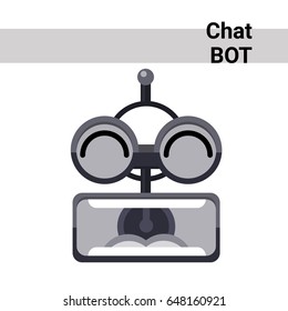 Cartoon Robot Face Screaming Cute Emotion Chat Bot Icon Flat Vector Illustration