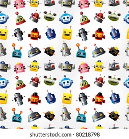 cartoon robot face seamless pattern