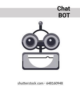 Cartoon Robot Face Smiling Cute Emotion Open Mouth Chat Bot Icon Flat Vector Illustration