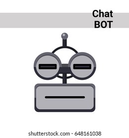 Cartoon Robot Face Smiling Cute Emotion Neutral Chat Bot Icon Flat Vector Illustration