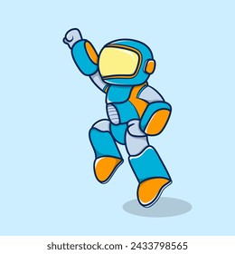 Cartoon robot floating in space
