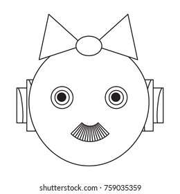 cartoon robot girl head icon over white background vector illustration