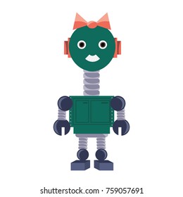 cartoon robot girl icon over white background colorful design vector illustration