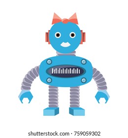 cartoon robot girl icon over white background colorful design vector illustration