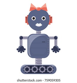 cartoon robot girl icon over white background colorful design vector illustration