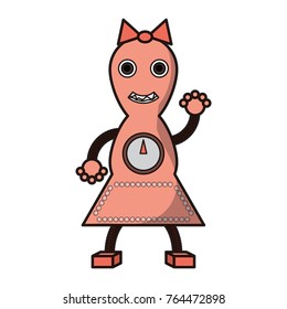 cartoon robot girl icon over white background colorful design vector illustration