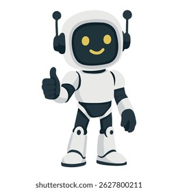 Cartoon Robot Giving Thumbs Up Isolated 