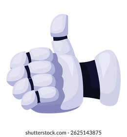 Cartoon robot hand is giving a thumbs up gesture, symbolizing approval, agreement, or positivity
