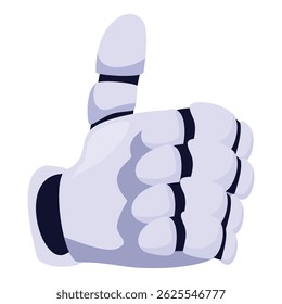 Cartoon robot hand showing thumbs up, isolated on white background