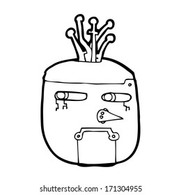 cabeza del robot de dibujos animados