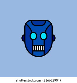 Cartoon Robot Head Icon Illustration. Line Art Color Style Icon.