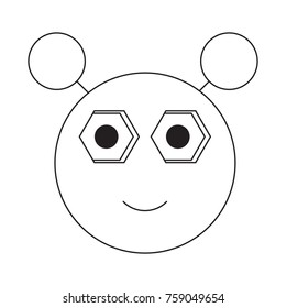cartoon robot head icon over white background vector illustration