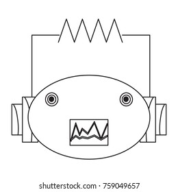 cartoon robot head icon over white background vector illustration