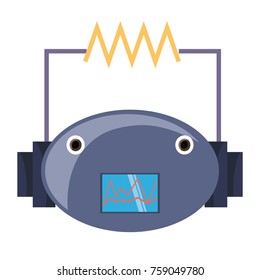 cartoon robot head icon over white background colorful design vector illustration