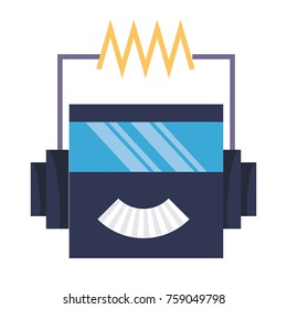 cartoon robot head icon over white background colorful design vector illustration