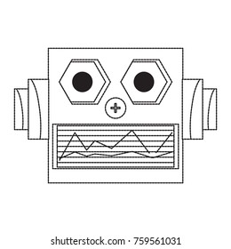 cartoon robot head icon over white background vector illustration