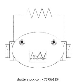 cartoon robot head icon over white background vector illustration