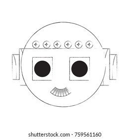 cartoon robot head icon over white background vector illustration