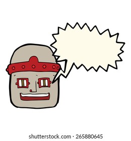 cartoon robot head with speech bubble
