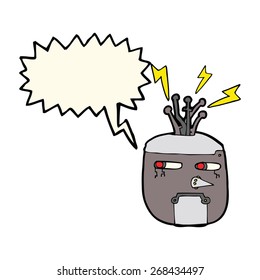 cartoon robot head with speech bubble
