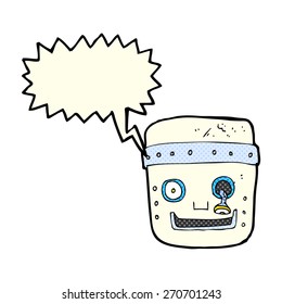 cartoon robot head with speech bubble