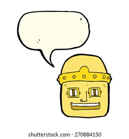 cartoon robot head with speech bubble