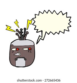 cartoon robot head with speech bubble