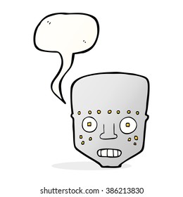 cartoon robot head with speech bubble