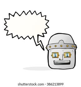 robot de dibujos animados cabeza con burbuja de habla