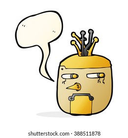 robot de dibujos animados cabeza con burbuja de habla