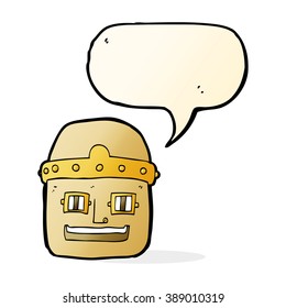 robot de dibujos animados cabeza con burbuja de habla