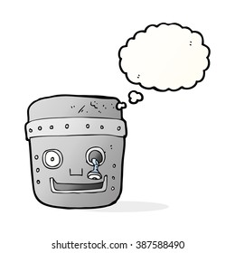 cartoon robot head with thought bubble
