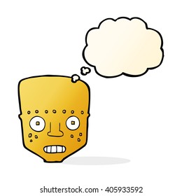 cartoon robot head with thought bubble
