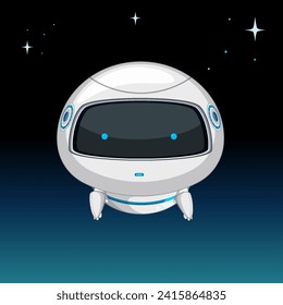 Cartoon robot hovering among twinkling stars