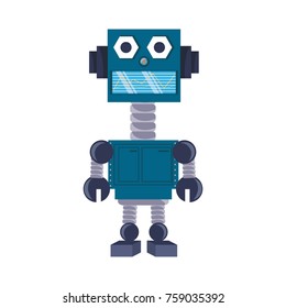 cartoon robot icon over white background colorful design vector illustration