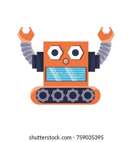cartoon robot icon over white background colorful design vector illustration